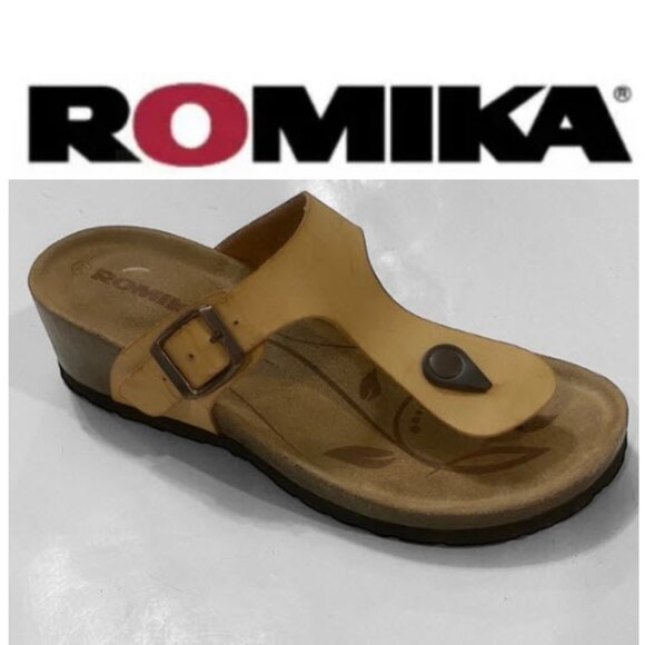 Romika Westo Tan Suede Buckle Sandals Size 37 Comfortable - Picture 1 of 13